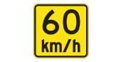 Posted under a curve warning this sign shows the maximum safe speed for the curve