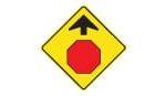 Stop sign ahead. Slow down